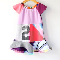 Image 3 of patchwork flouncy courtneycourtney two 2T 2 second 2nd birthday bday flutter sleeve dress