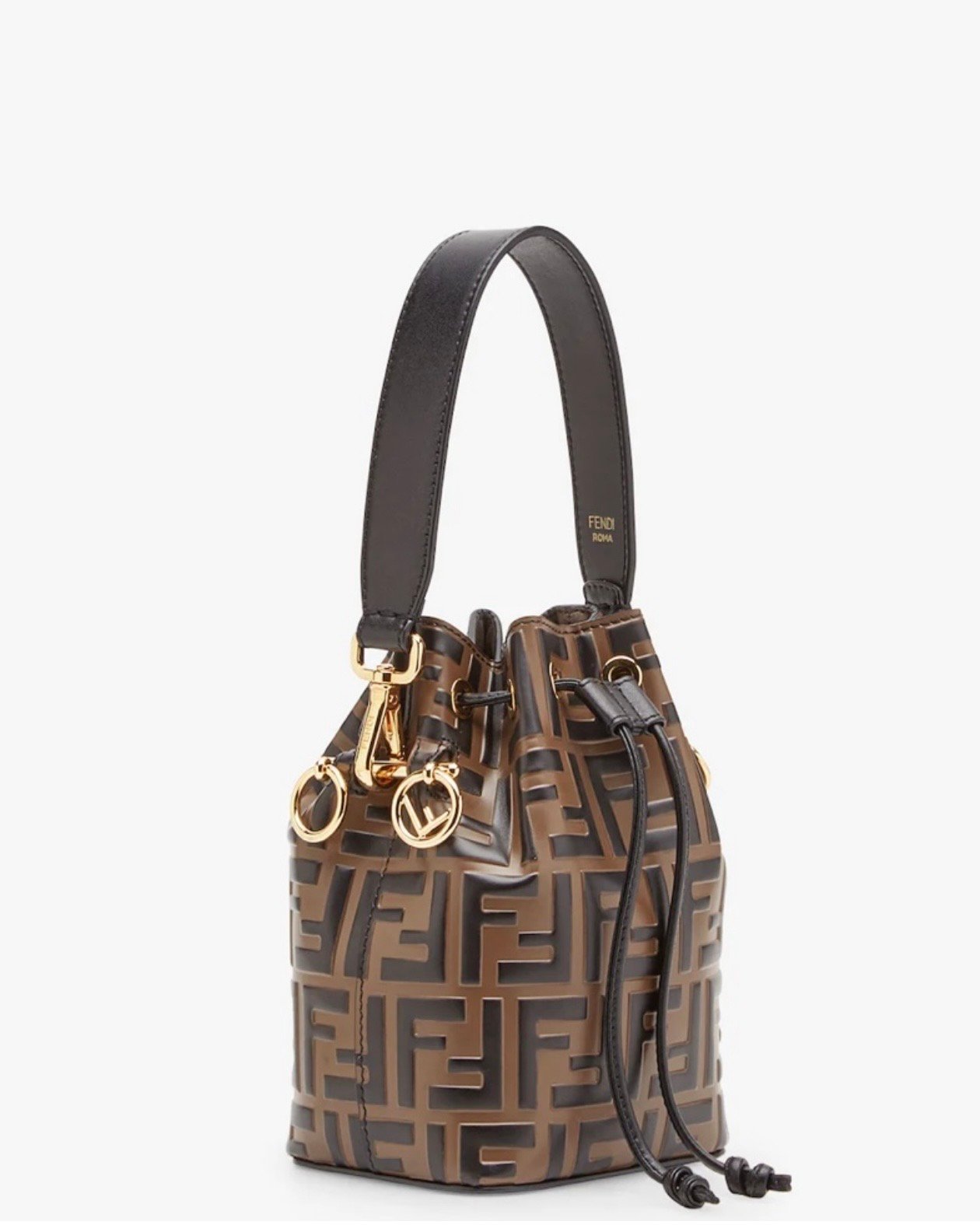 Image of FENDI MON TRESOR BROWN LEATHER BUCKET BAG 