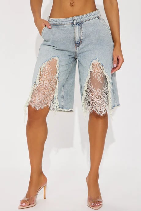 Image of Lace Denim Shorts 
