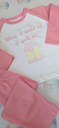 Image 3 of Personalised embroidery bow theme pyjamas Available 1-4 yrs 