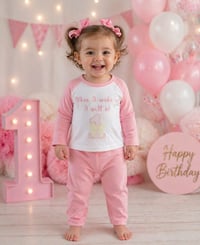 Image 1 of Personalised embroidery bow theme pyjamas Available 1-4 yrs 