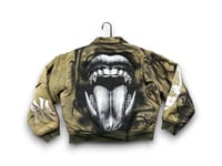 Image 1 of  Alpha Industries bomber jacket ma-1 upcycled and reworked screen print olive bomber jacket