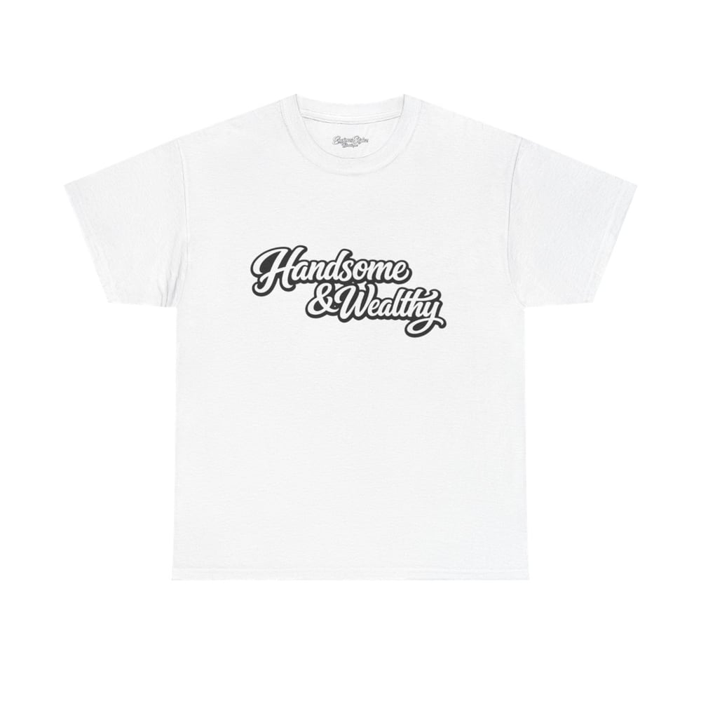Image of Handsome & Wealthy Tee — Retro Script Graphic T-Shirt-89cb737c