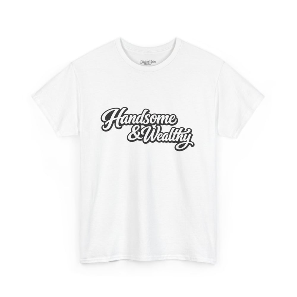 Image of Handsome & Wealthy Tee — Retro Script Graphic T-Shirt-89cb737c