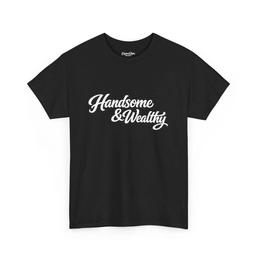Image of Handsome & Wealthy Tee — Retro Script Graphic T-Shirt-89cb737c