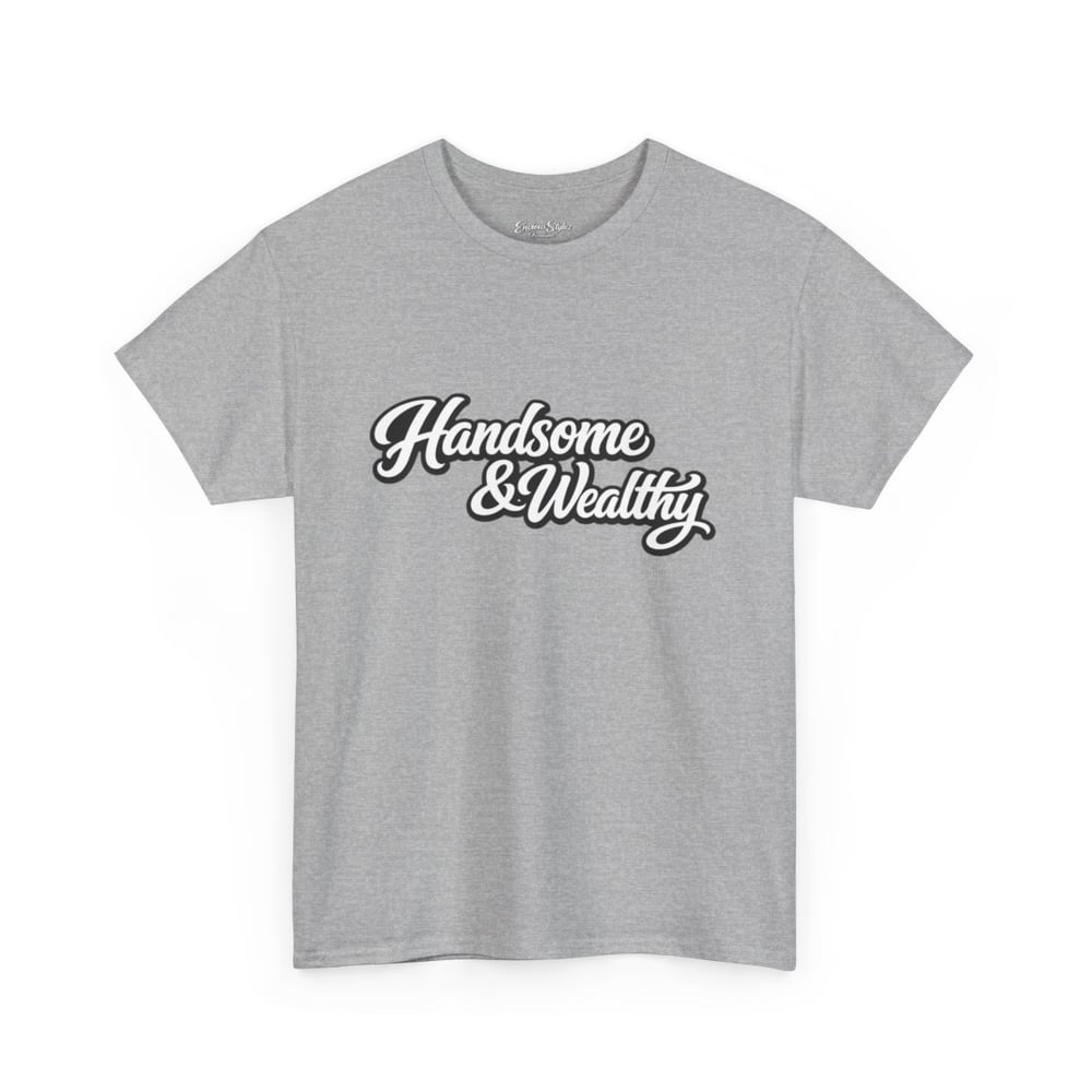 Image of Handsome & Wealthy Tee — Retro Script Graphic T-Shirt-89cb737c