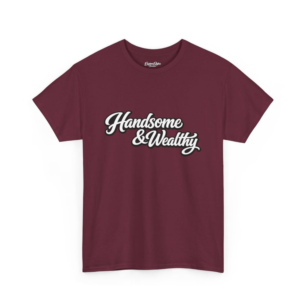 Image of Handsome & Wealthy Tee — Retro Script Graphic T-Shirt-89cb737c