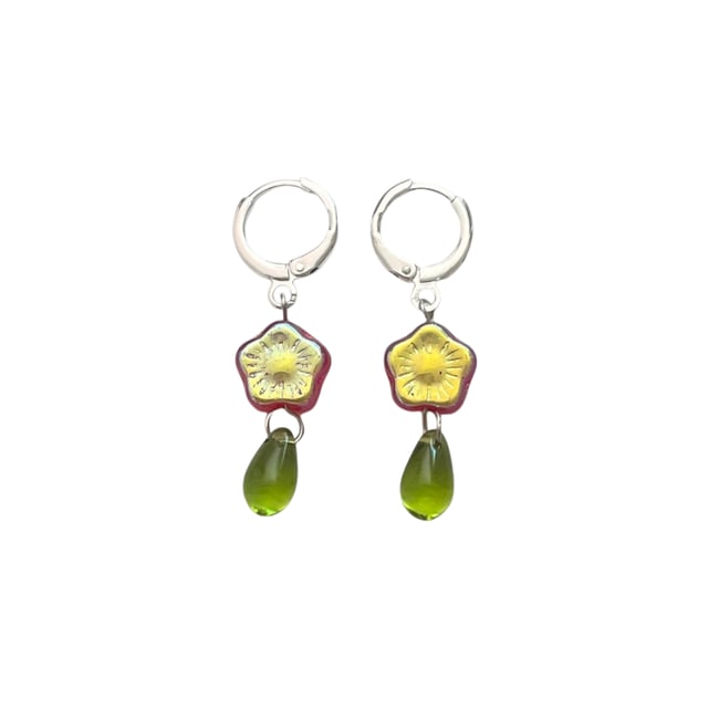 flowerdrop huggie hoop earrings
