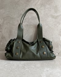 Image 1 of ITALIAN KHAKI STUD LEATHER BAG