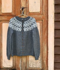 Image 4 of “Arboreal” - Tweed wool cardigan - Medium gray - Ready to ship
