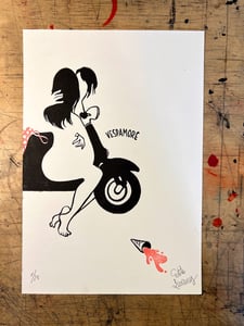 Image of Vespamore limited homemade woodcut print