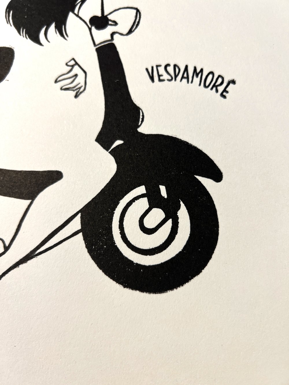Image of Vespamore limited homemade woodcut print