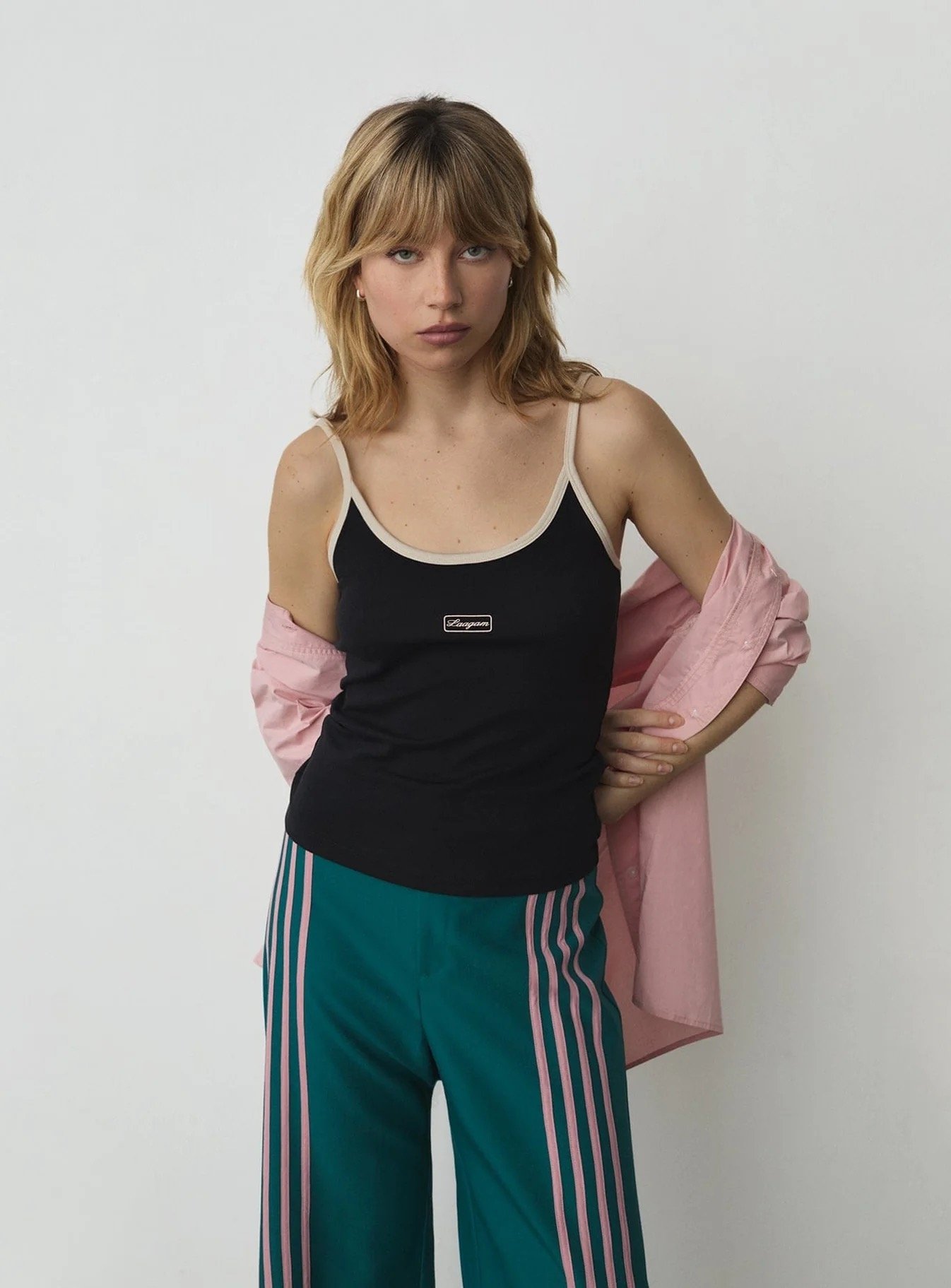 Image of LAAGAM MEMFIS BLACK STRAP TANK TOP