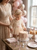 The Camila: Light Pink Embroidered Tulle Heirloom Romper