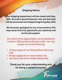 FREE PRODUCT WITH YOUR ORDER DUE TO DELAYED SHIPPING