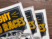 Image 3 of Fresno Night Drag Races Linocut Print (black edition) FREE SHIPPING