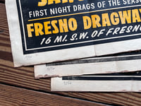 Image 4 of Fresno Night Drag Races Linocut Print (black edition) FREE SHIPPING