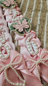 Image 2 of Pearl Graduation Lei Name and Year With 4 Butterflies