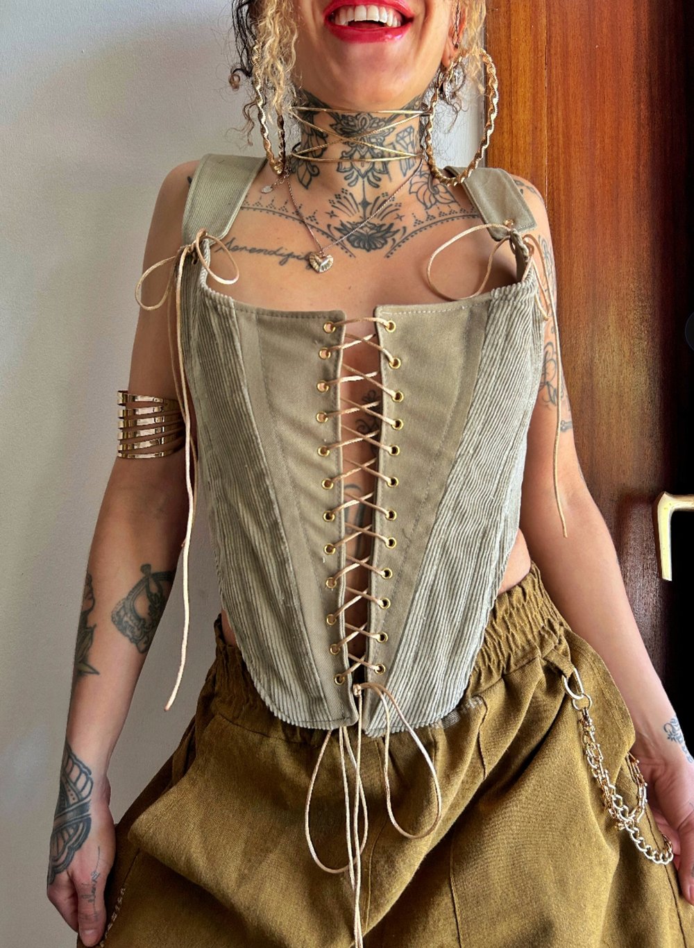 Image of the sand corduroy corset