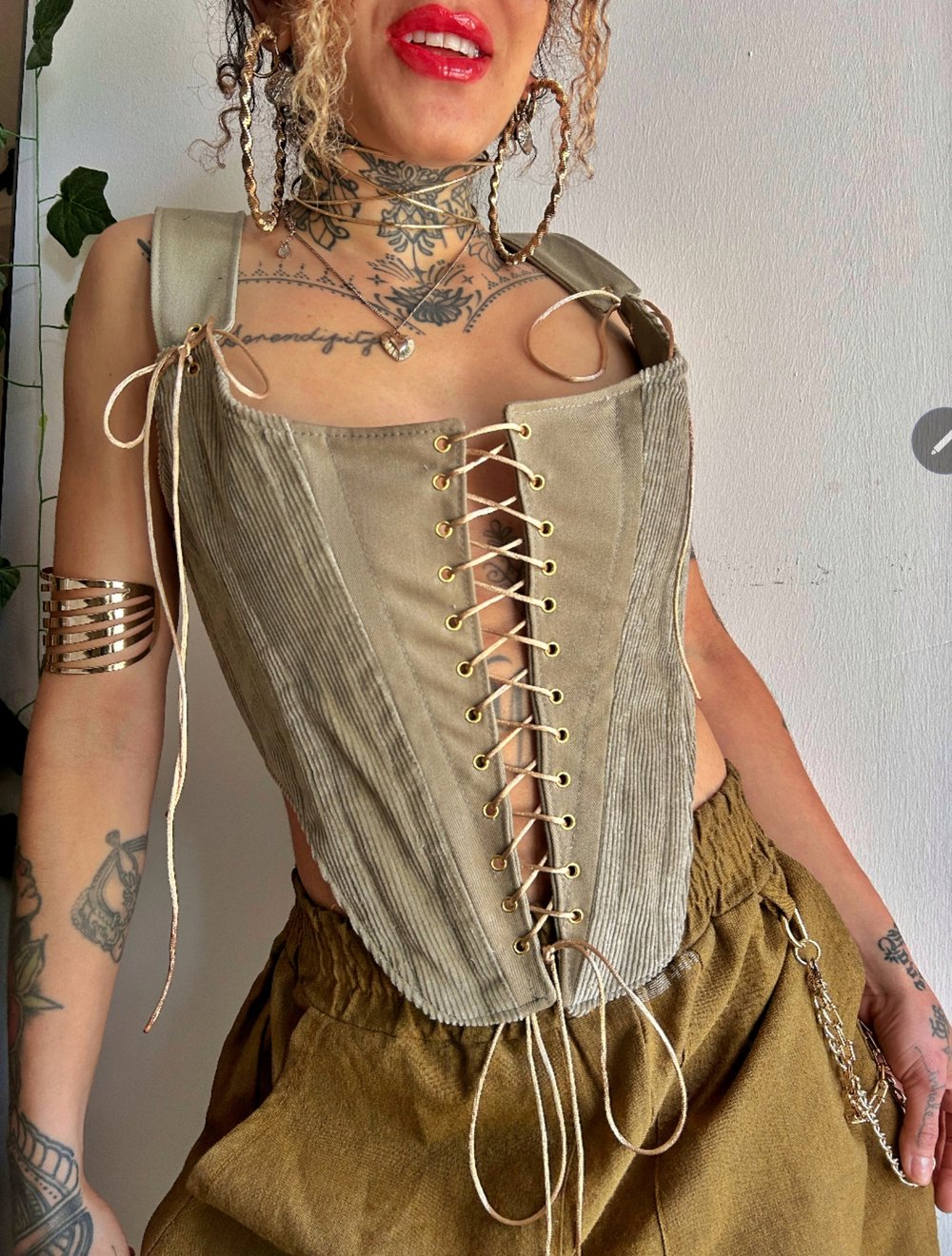 Image of the sand corduroy corset