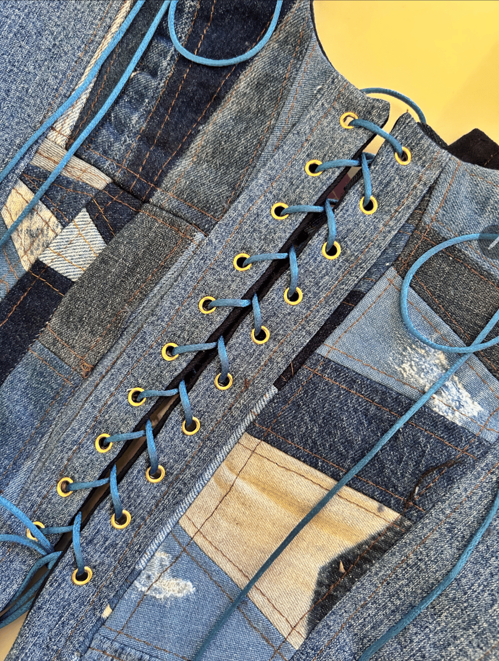 Image of the indigo archive upcycled denim corset
