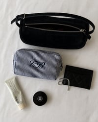 Image 1 of Navy Seersucker Monogram Toiletry Cosmetic Bag