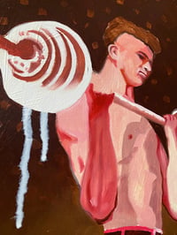 Image 2 of Pumpin' Up- original oil on birch panel