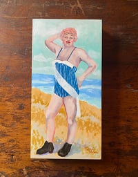 Image 1 of Bathing Beauty- original oil on birch panel