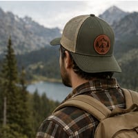 Image 2 of Camping Leather Patch Trucker Cap