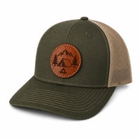 Image 1 of Camping Leather Patch Trucker Cap
