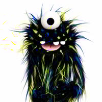 The CYCLOPS Critter Monster Puppet in Black with Blue and Green Spikes
