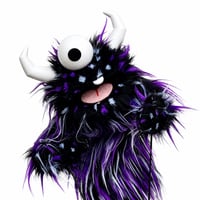 The CYCLOPS Critter Monster Puppet in Black with Purple and White Spikes