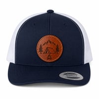 Image 4 of Camping Leather Patch Trucker Cap