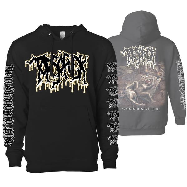 Image of TORSOFUCK "AS SEMEN BLENDS TO ROT" HOODIE