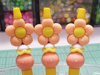 Image 1 of Yellow & Peach Flower Focal Pens (597)