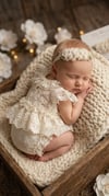 The Amelia: Vintage Beige Floral Lace Romper