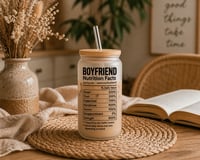 Boyfriend Nutrition Facts” Frosted Glass Tumbler – 16oz Funny & Romantic Gift