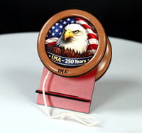 Image 1 of Exotic Swiss Pear wood "USA" yo-yo, #2026-071