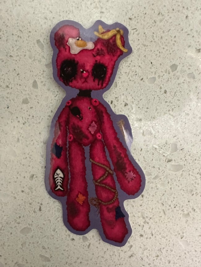 Trash teddy sticker 