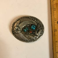Image 3 of 1988 Handmade turquoise USA belt buckle missing/broken clasp