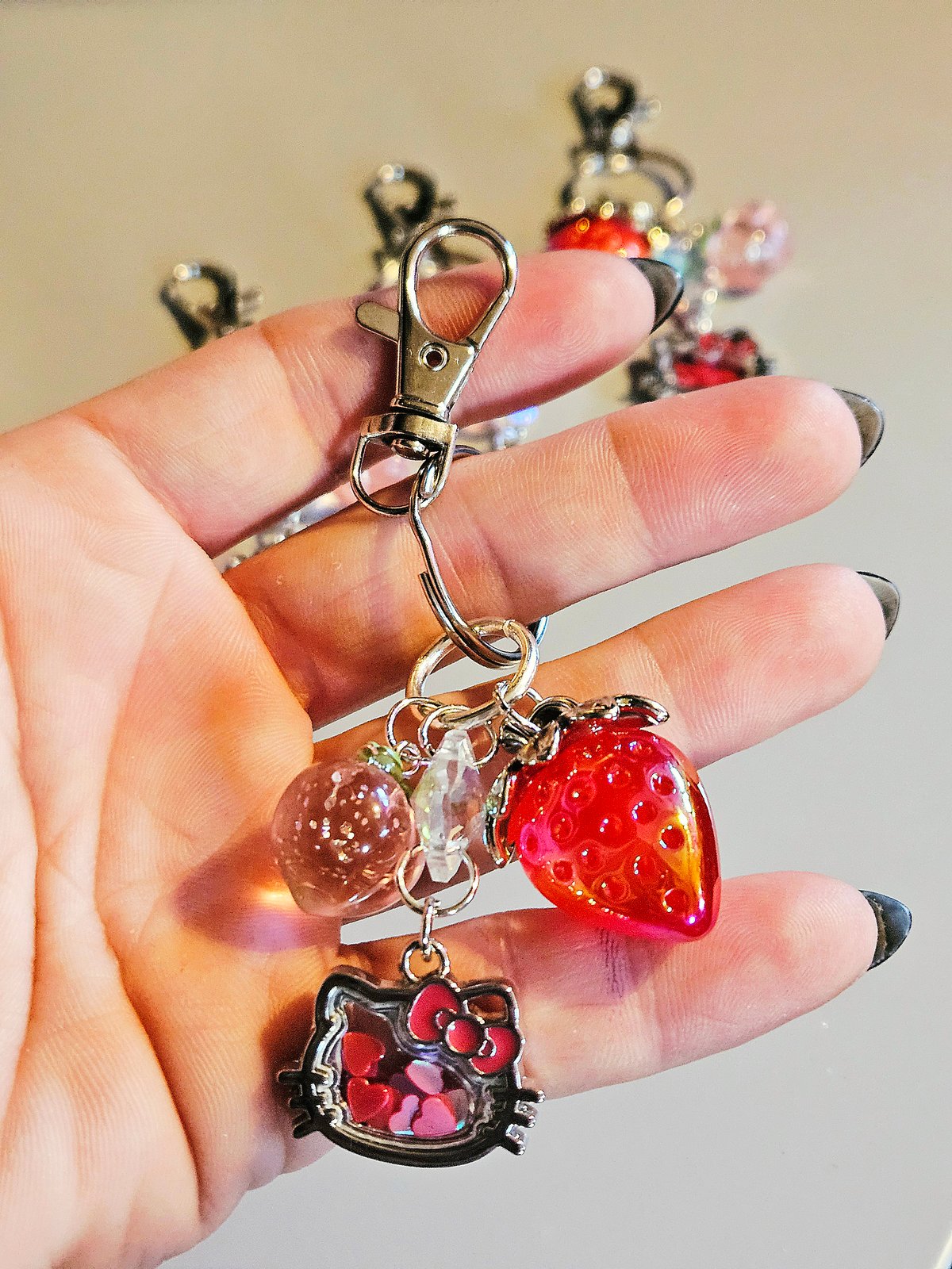 Strawberry Peach Kitty Bag Charm | Designs by Die