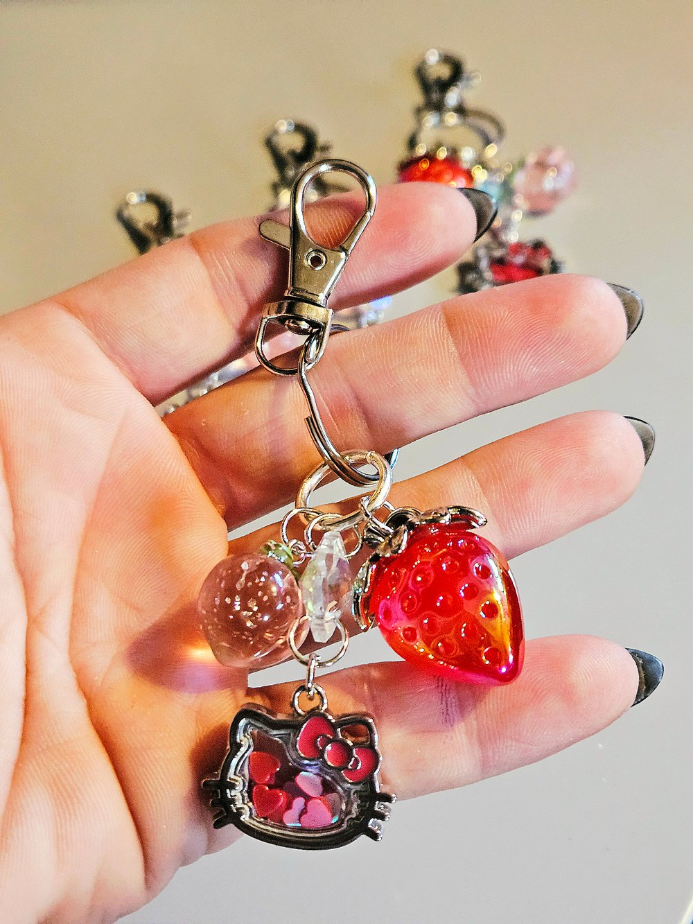 Image of Strawberry Peach Kitty Bag Charm