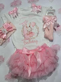 Image 3 of Bunny tutu first birthday tutu set 