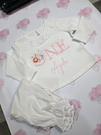 Image 3 of Girls 1st Birthday frill animal theme pyjamas 