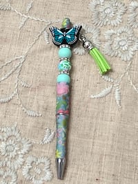 Green floral butterfly pen
