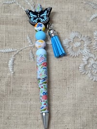 Blue floral butterfly pen 