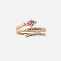 Pink Heart Serpent Devotion Ring