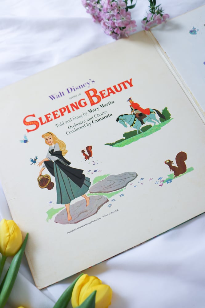 Image of Vintage 1958 Sleeping Beauty Record with Book Told and Sung by Mary Martin 