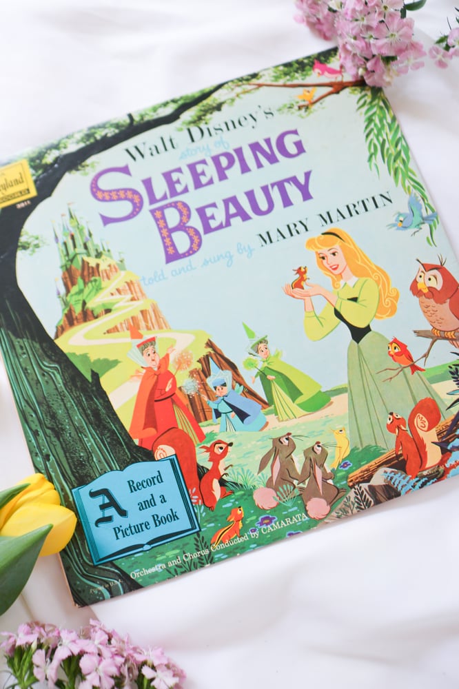 Image of Vintage 1958 Sleeping Beauty Record with Book Told and Sung by Mary Martin 