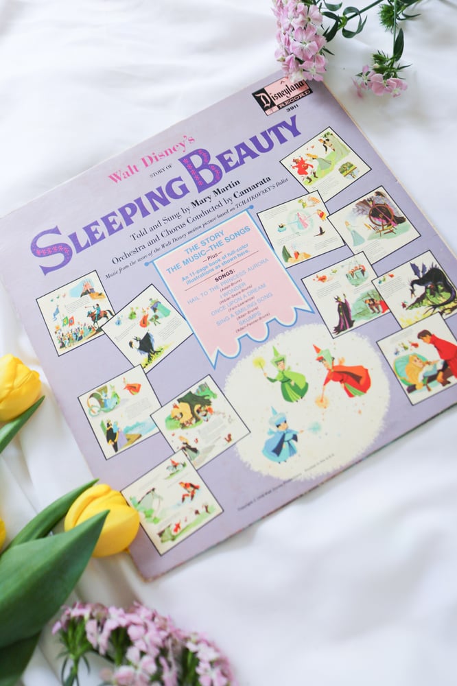 Image of Vintage 1958 Sleeping Beauty Record with Book Told and Sung by Mary Martin 